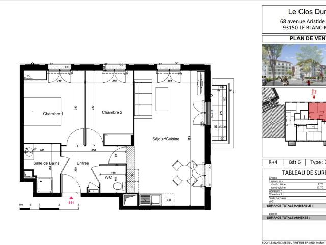 Appartement 3 pièces 58 m²