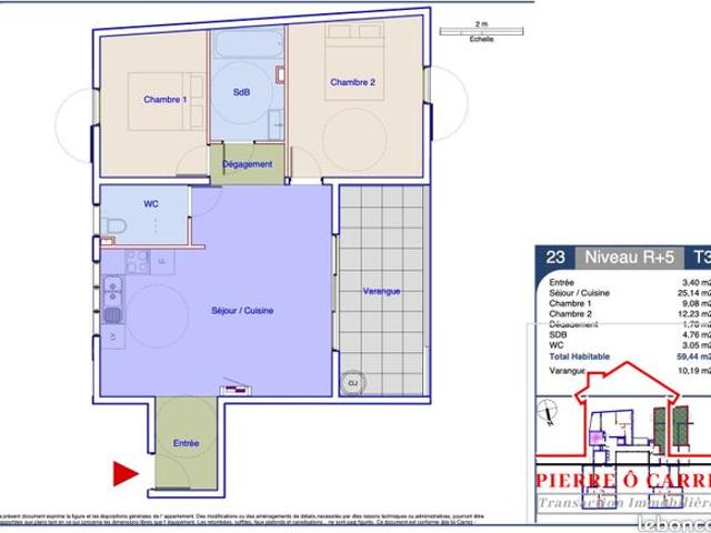 Appartement 3 pièces 59 m²