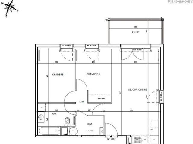 Appartement 3 pièces 59 m²