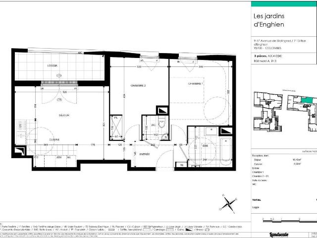 Appartement 3 pièces 59 m²