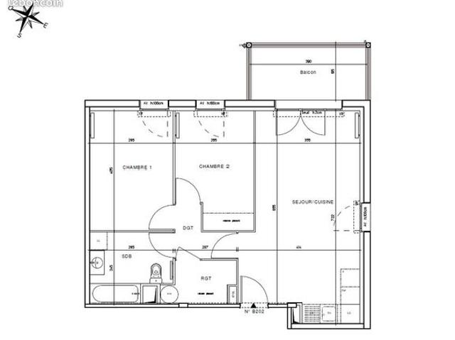 Appartement 3 pièces 59 m²