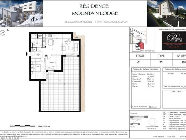 Appartement 3 pièces 59 m²