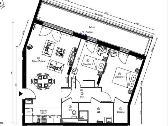 Appartement 3 Pieces 63 m2 poissy