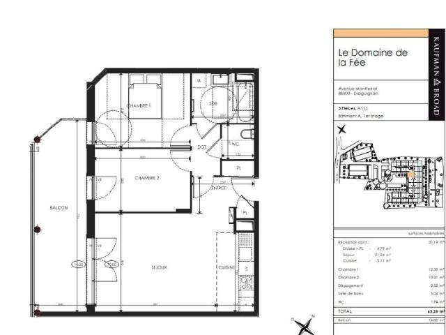 Appartement 3 pièces, 63 m² à louer à Draguignan 83300