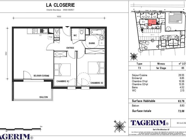 Appartement 3 pièces, 63 m² à louer à Muret 31600