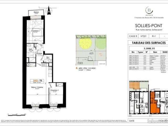 Appartement 3 pièces 63 m²