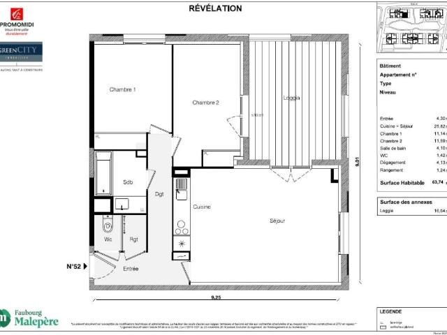 Appartement 3 pièces 63 m²