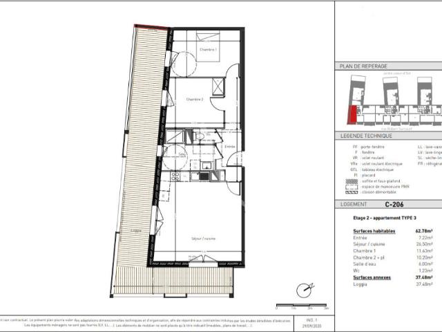 Appartement 3 pièces 63 m²