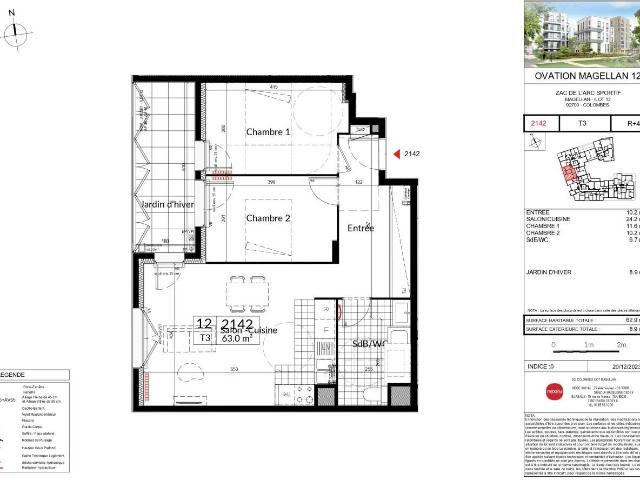 Appartement 3 pièces 63 m²