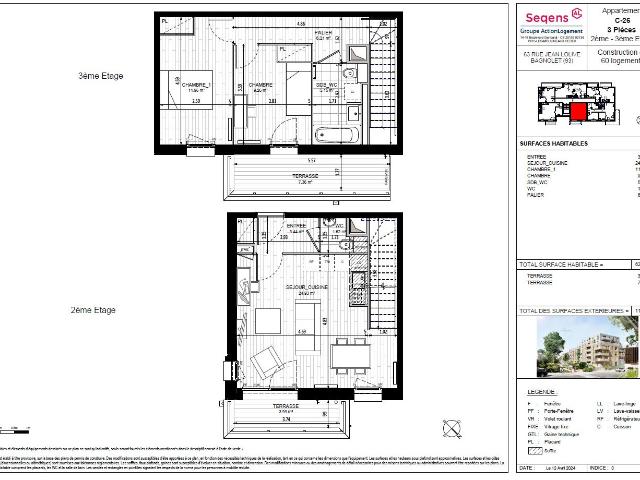 Appartement 3 pièces 63 m²