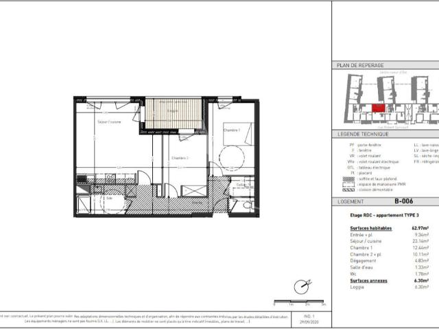 Appartement 3 pièces 63 m²