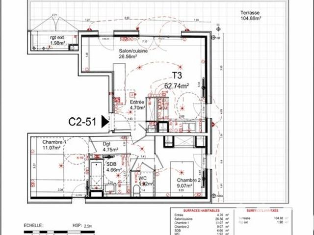 Appartement 3 pièces 63 m²