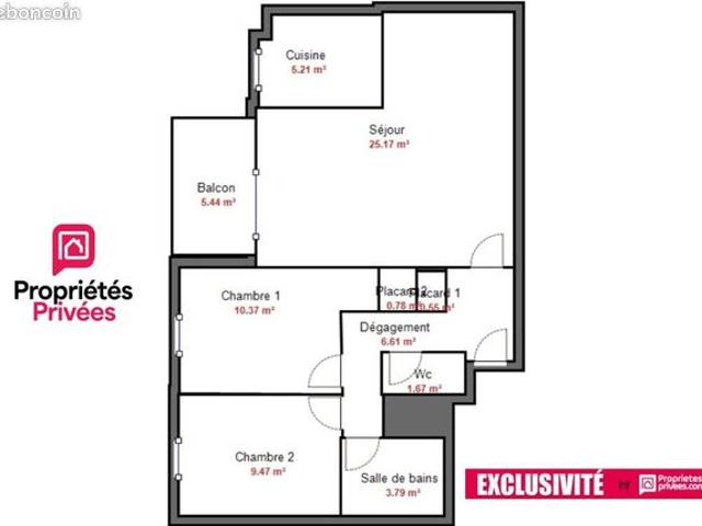 Appartement 3 pièces 63 m²