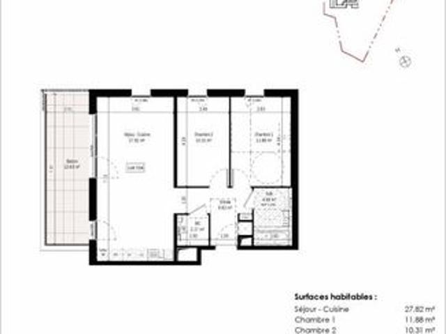 Appartement 3 pièces 63 m²