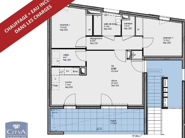 Appartement 3 pièces 63 m²