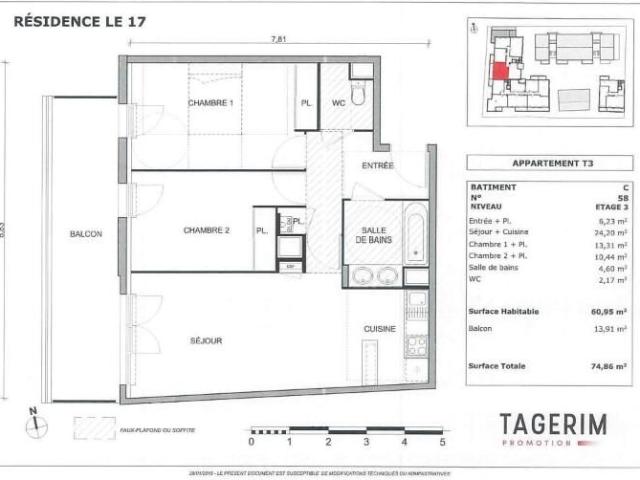 Appartement 3 pièces, 60 m² à louer à Toulouse 31200