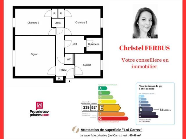 Appartement 3 pièces 60 m²