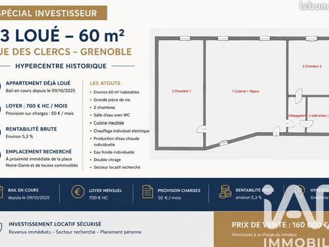 Appartement 3 pièces 60 m²