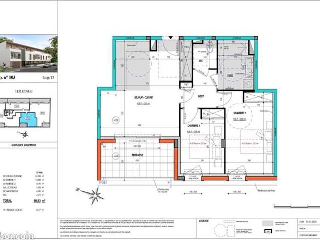 Appartement 3 pièces 60 m²