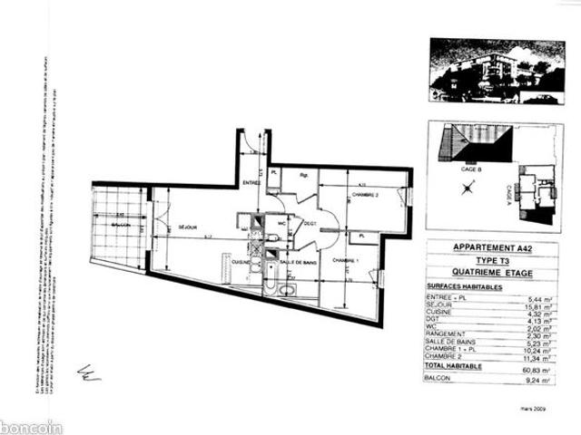Appartement 3 pièces 60 m²