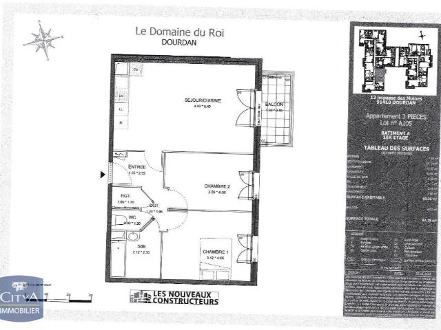 Appartement 3 pièces 60 m²