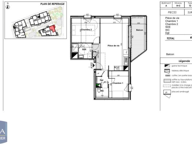 Appartement 3 pièces 60 m²