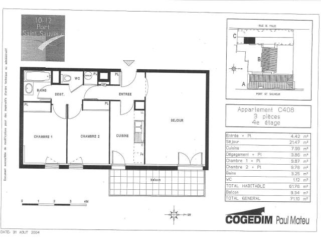 Appartement 3 pièces, 61 m² à louer à Toulouse 31400