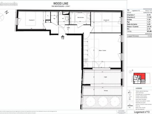 Appartement 3 pièces 61 m²