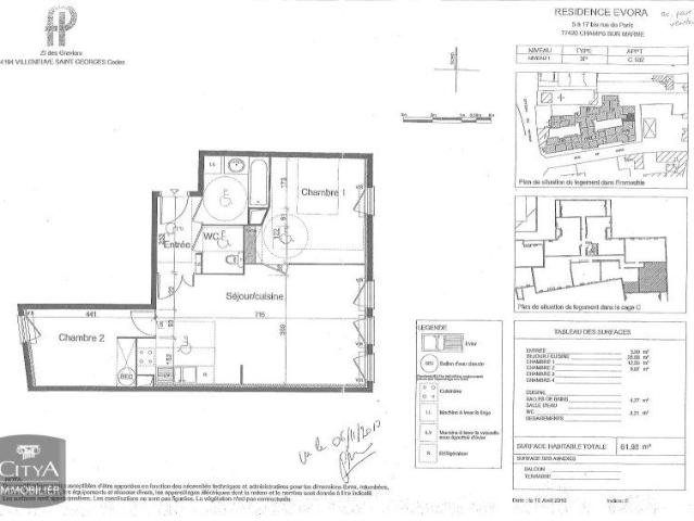 Appartement 3 Pièces 61 m²