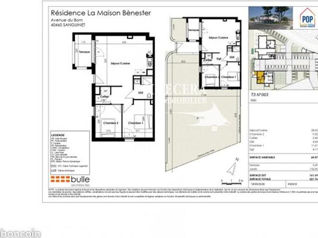 Appartement 3 pièces 61 m²