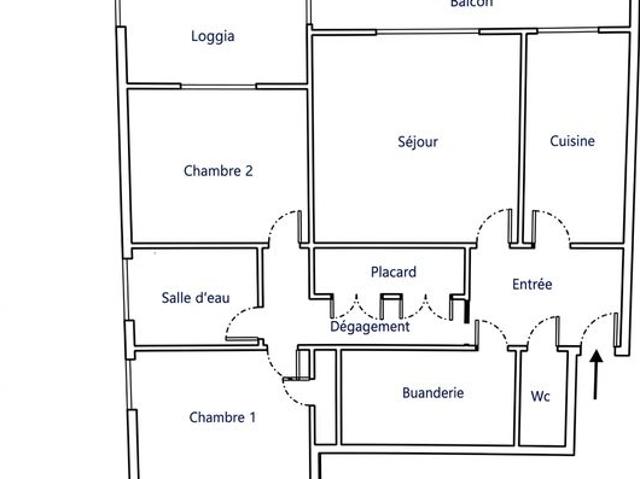 Appartement 3 pièces 61 m²