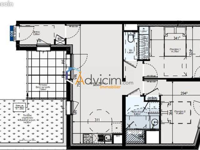 Appartement 3 pièces 62 m²