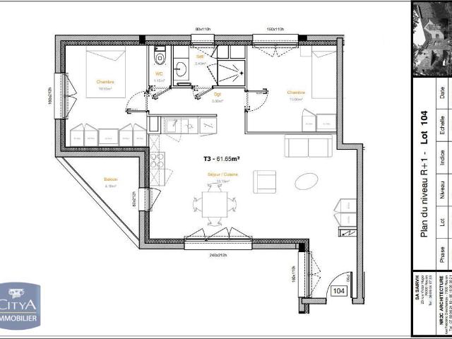 Appartement 3 pièces 62 m²