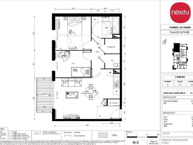 Appartement 3 pièces 62 m²