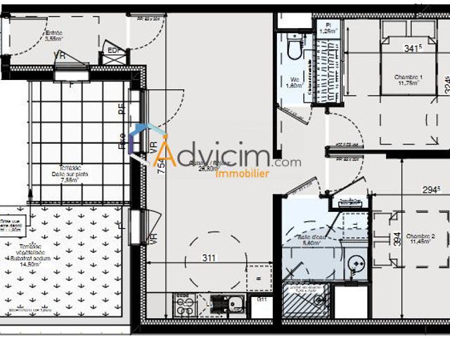 Appartement 3 pièces 62 m²