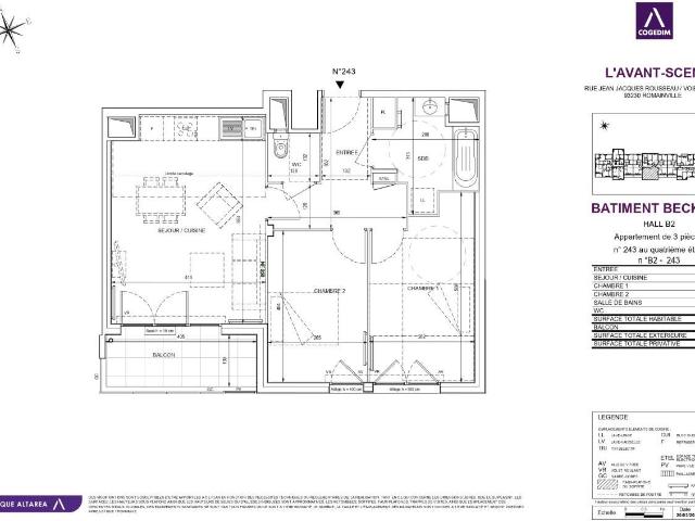 Appartement 3 pièces 62 m²