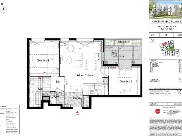 Appartement 3 pièces 62 m²