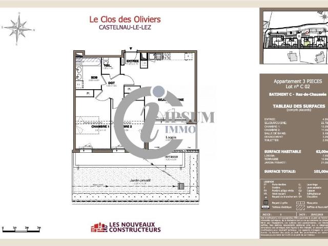 Appartement 3 pièces 62 m²