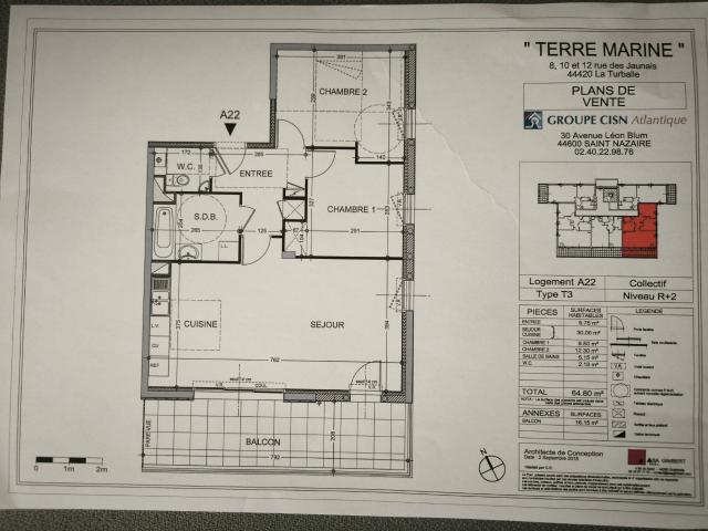 Appartement 3 pièces, 64 m² à louer à La Turballe 44420