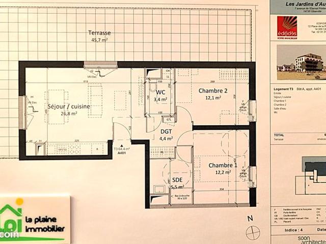 Appartement 3 pièces 64 m²