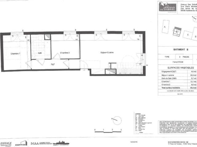 Appartement 3 pièces 64 m²