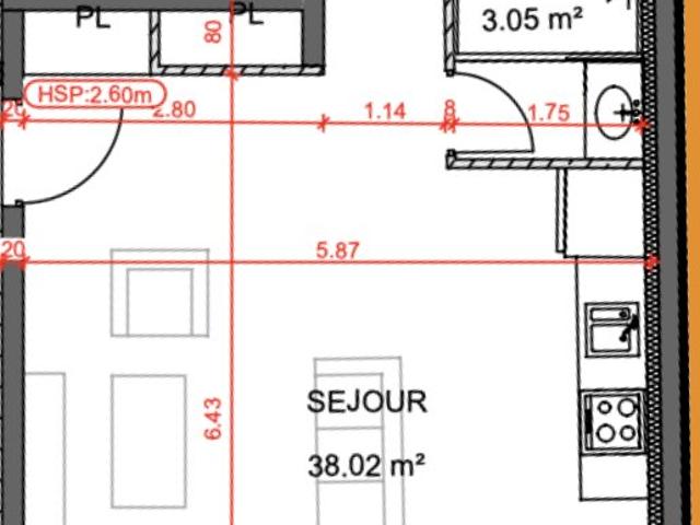 Appartement 3 pièces 64 m²