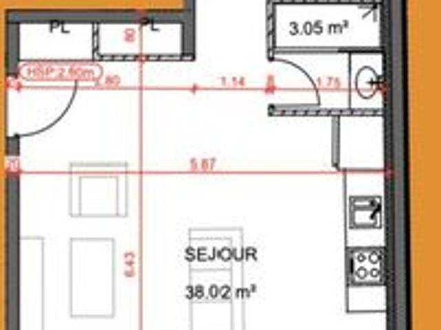 Appartement 3 pièces 64 m²