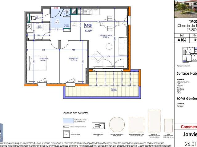 Appartement 3 pièces 64 m²