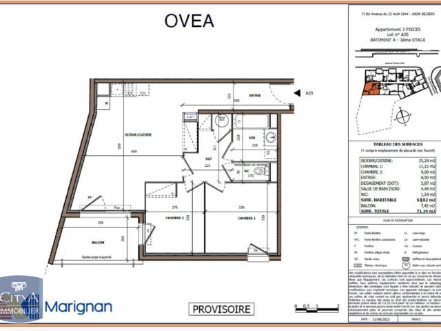 Appartement 3 pièces 64 m²