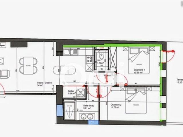 Appartement 3 pièces 64 m²