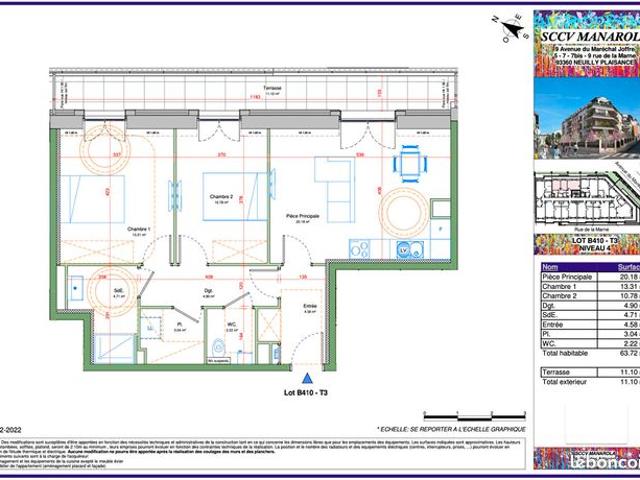 Appartement 3 pièces 64 m²