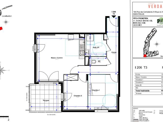 Appartement 3 pièces 65 m²
