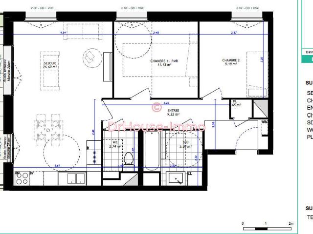Appartement 3 pièces 65 m²