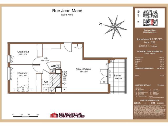 Appartement 3 pièces 65 m²